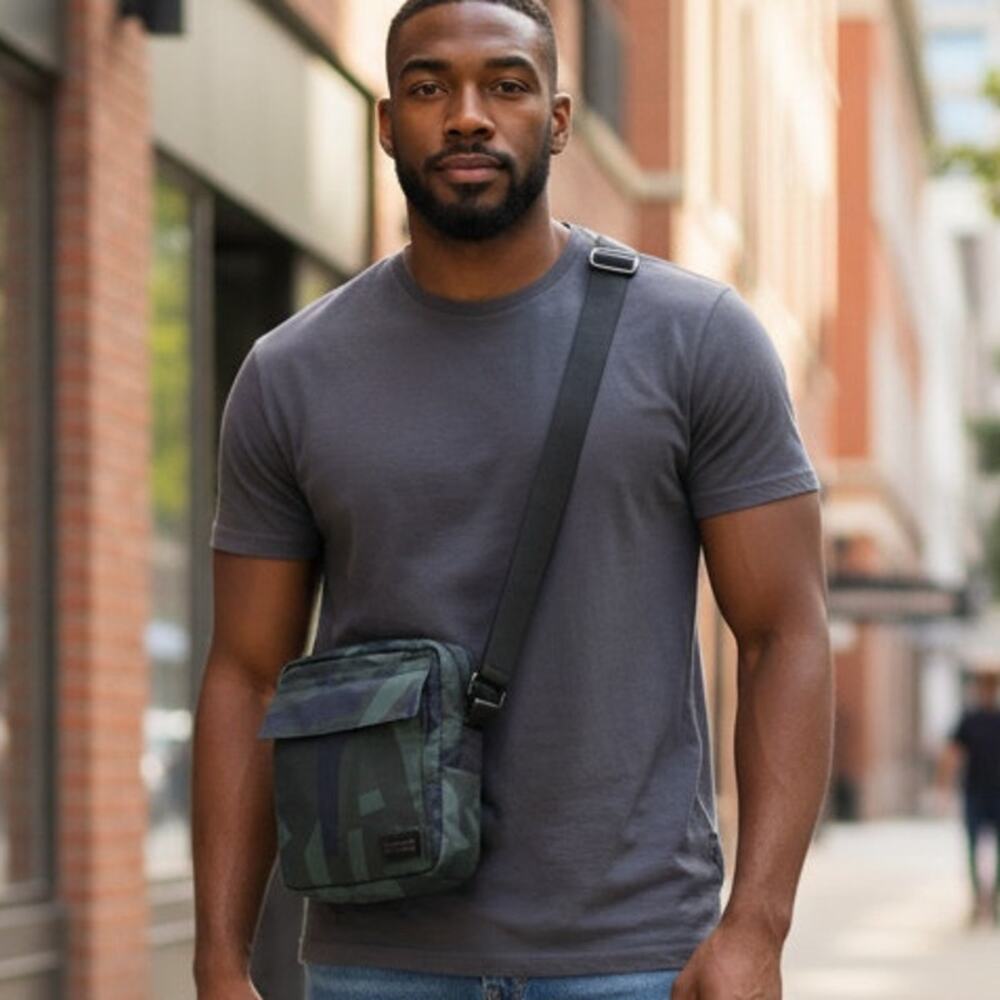 TED BAKER London Signle Camo Crossbody Messenger Bag Mens/Womens In Olive Travel